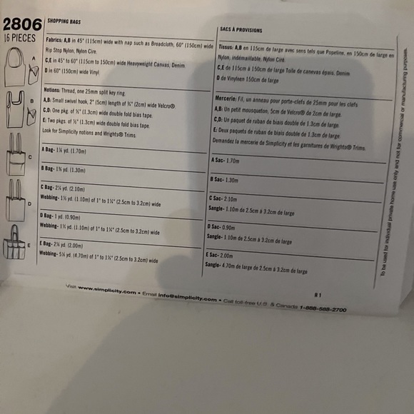 Simplicity Pattern 2806 - Shopping Bags - Picture 2 of 7